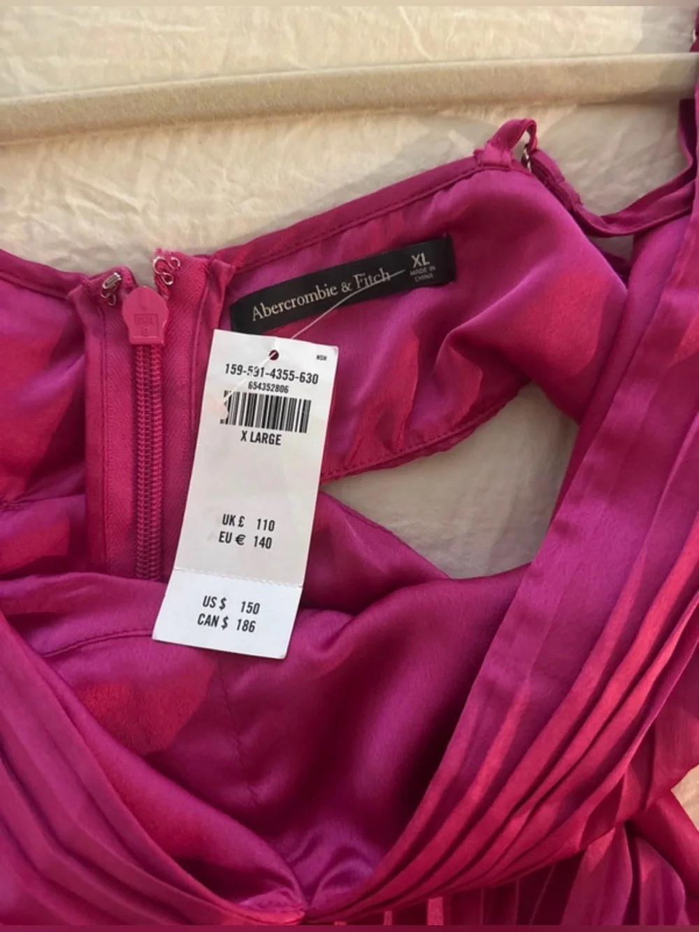 Abercrombie long pink cutout pleated dress